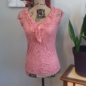 Short Sleeved Lace Work Shirt